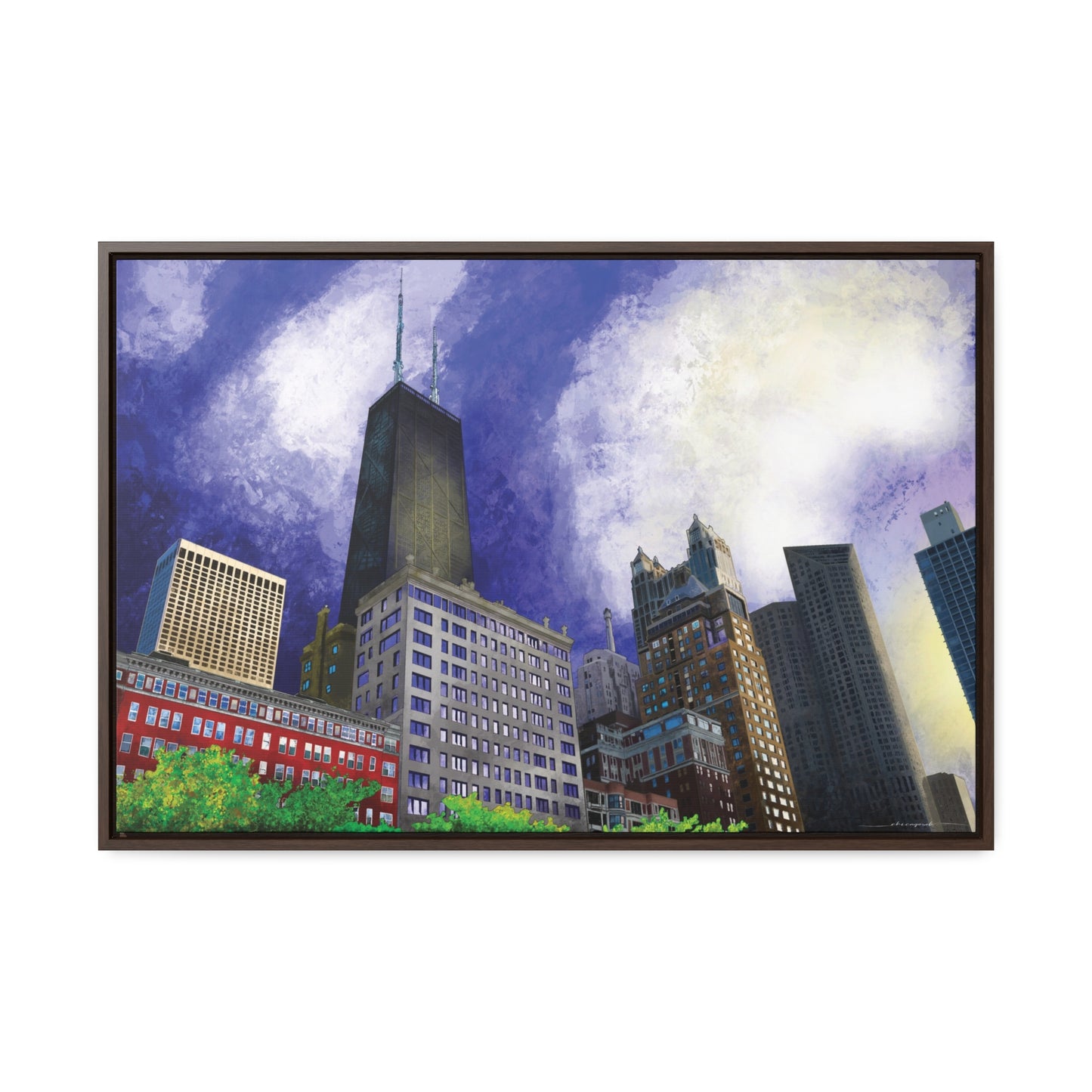 Streeterville Chicago Sunset [Framed Stretched Canvas]