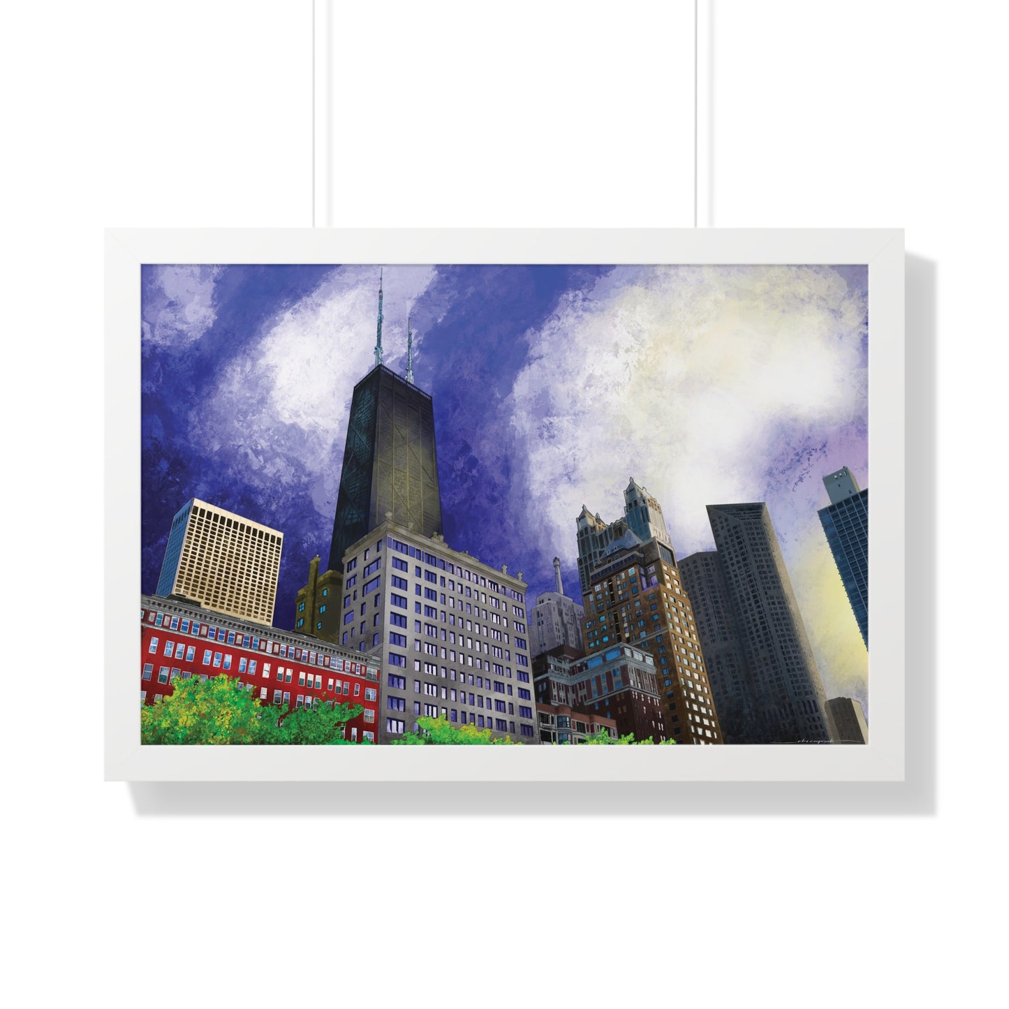 Streeterville Chicago Sunset [Framed Poster Print]