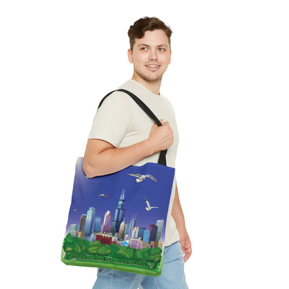 Chicago with Seagulls [Canvas Tote Bag]