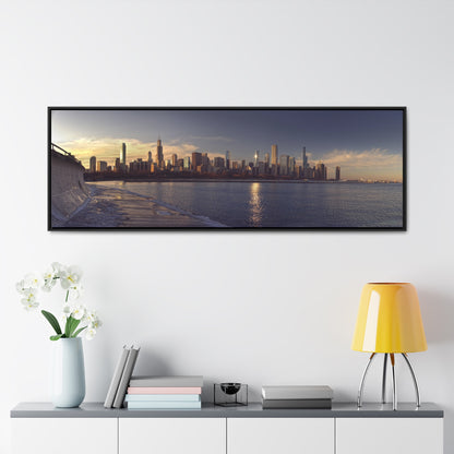 Winter Sunset Over Lake Michigan [Framed Stretched Canvas Wrap]