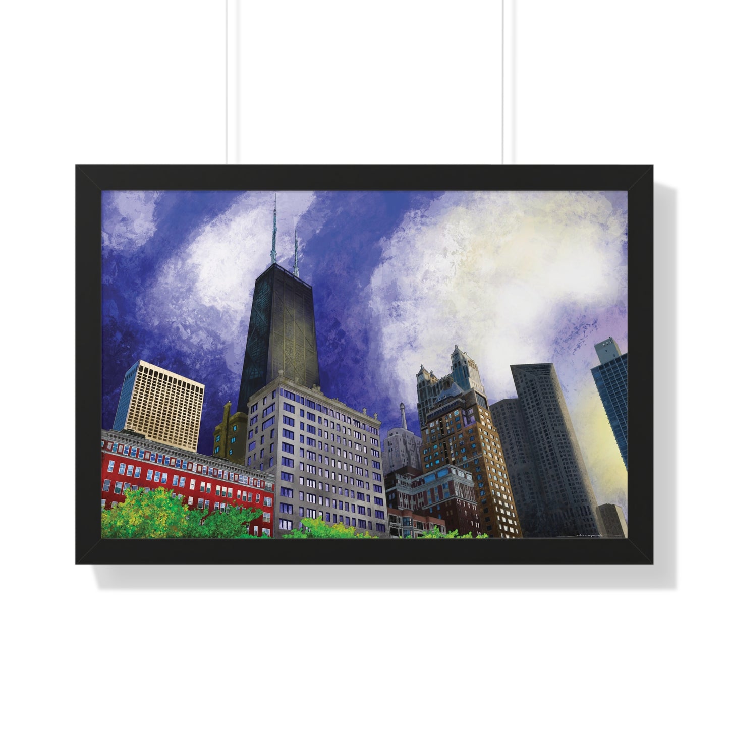 Streeterville Chicago Sunset [Framed Poster Print]