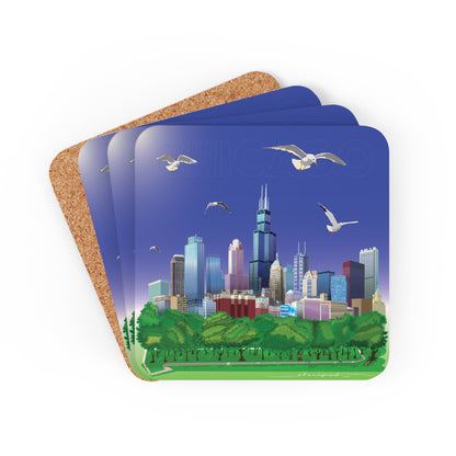 Chicago Seagulls [Corkwood Coaster Set of 4]