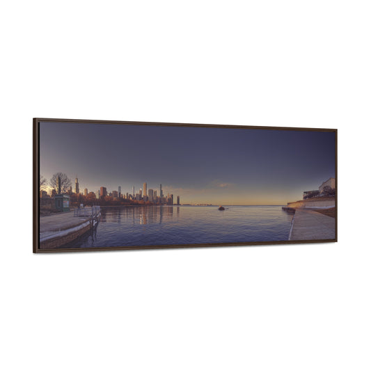 Winter Sunset by the Shedd [Framed Stretched Canvas Wrap]