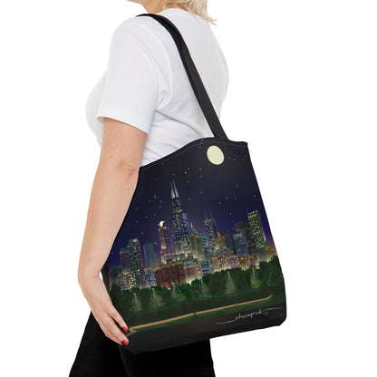 Full Moon Night Chicago [Canvas Tote Bag]