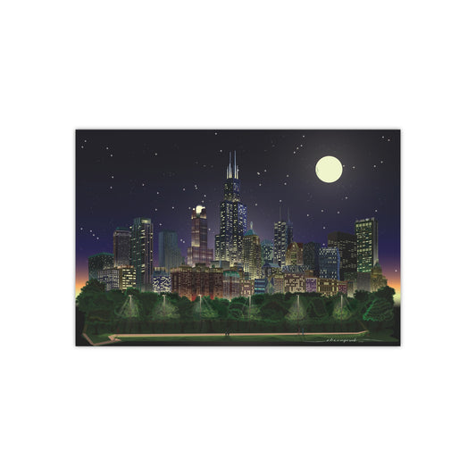 Full Moon Night Chicago [Matte Art Print]