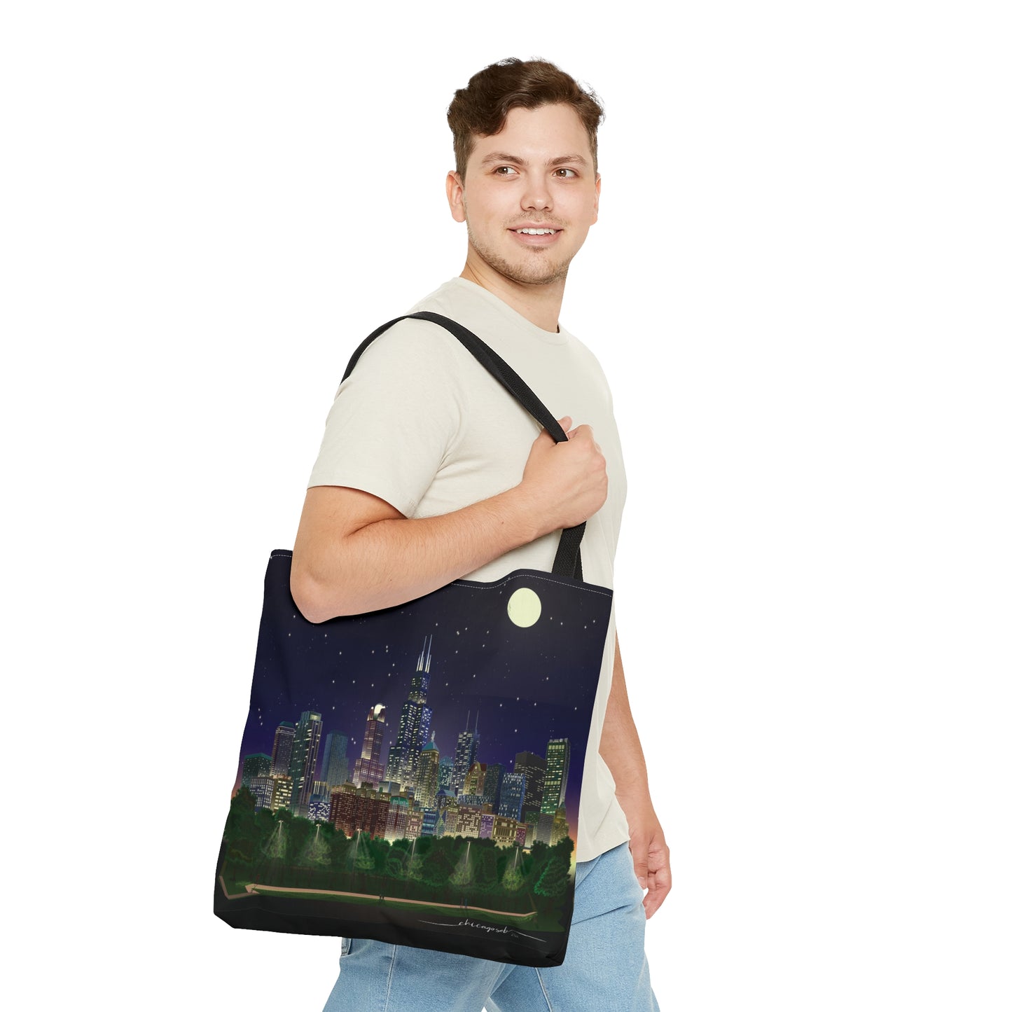 Full Moon Night Chicago [Canvas Tote Bag]