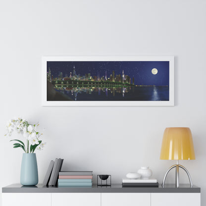 Chicago Summer Full Moon Pano [Framed Print]